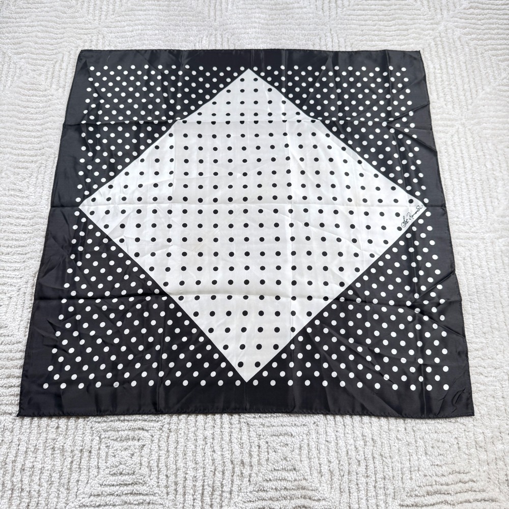 St. Ramonde Polka Dot Scarf Black White Classic Retro Rockabilly Pinup Mod Paris